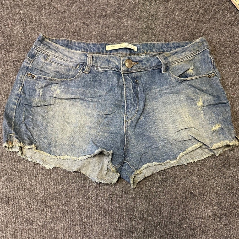 Springfield Shorts Womens Size 6 Blue Distressed Raw Hem Cotton Stretch Casual